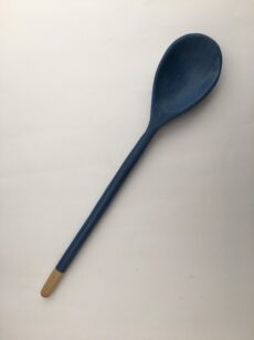 11½” hand carved spoon. Poplar with milk paint and oil finish