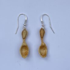 Eating Spoon earrings. Hand carved cherry and silver.