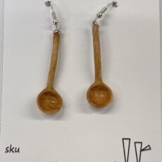 Soup ladle earrings. Hand carved beech and silver.