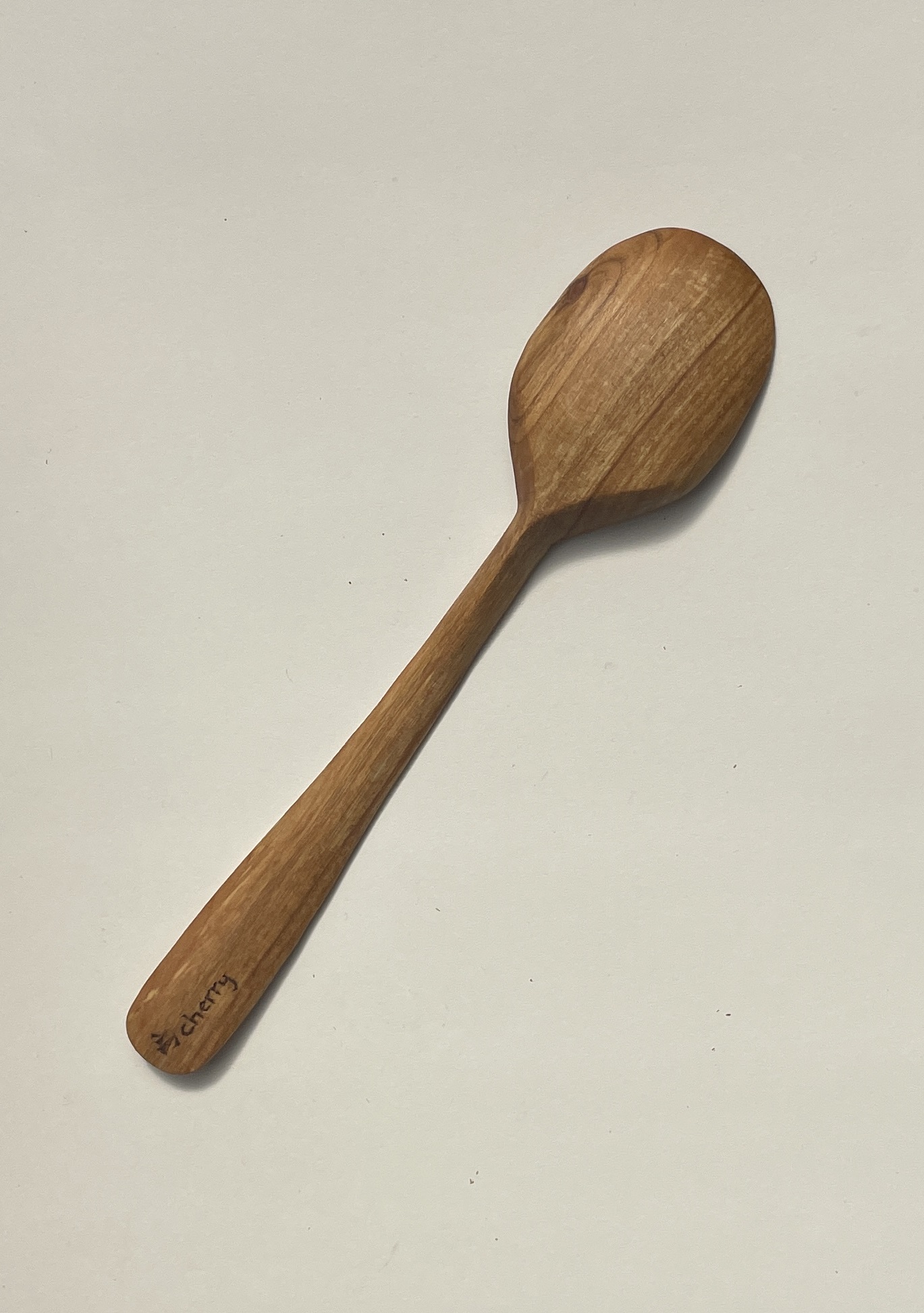 7½” hand carved eating spoon. Cherry with tung oil finish. - Image 2