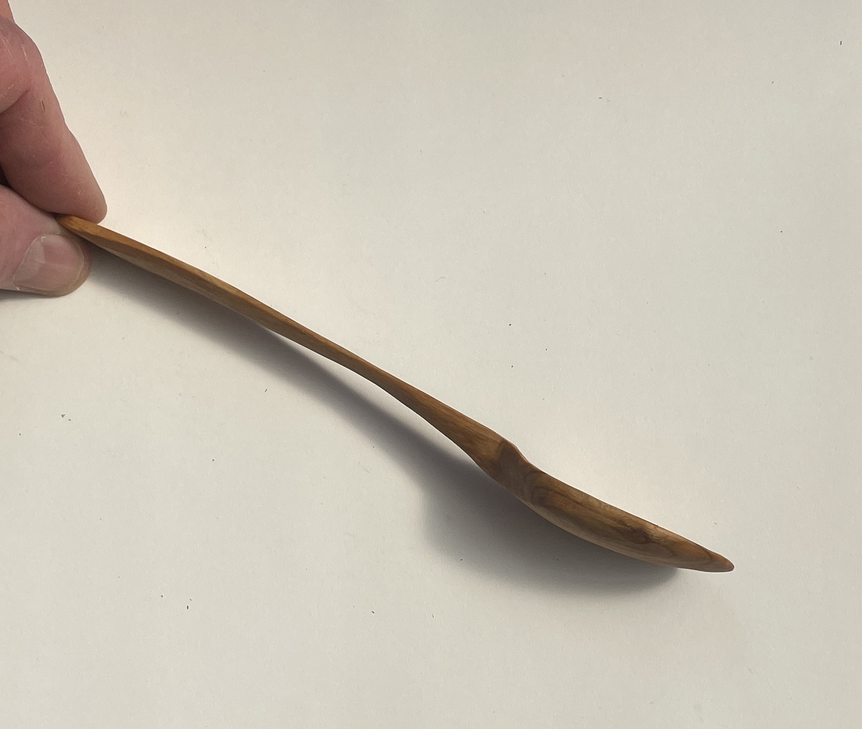 7½” hand carved eating spoon. Cherry with tung oil finish. - Image 3