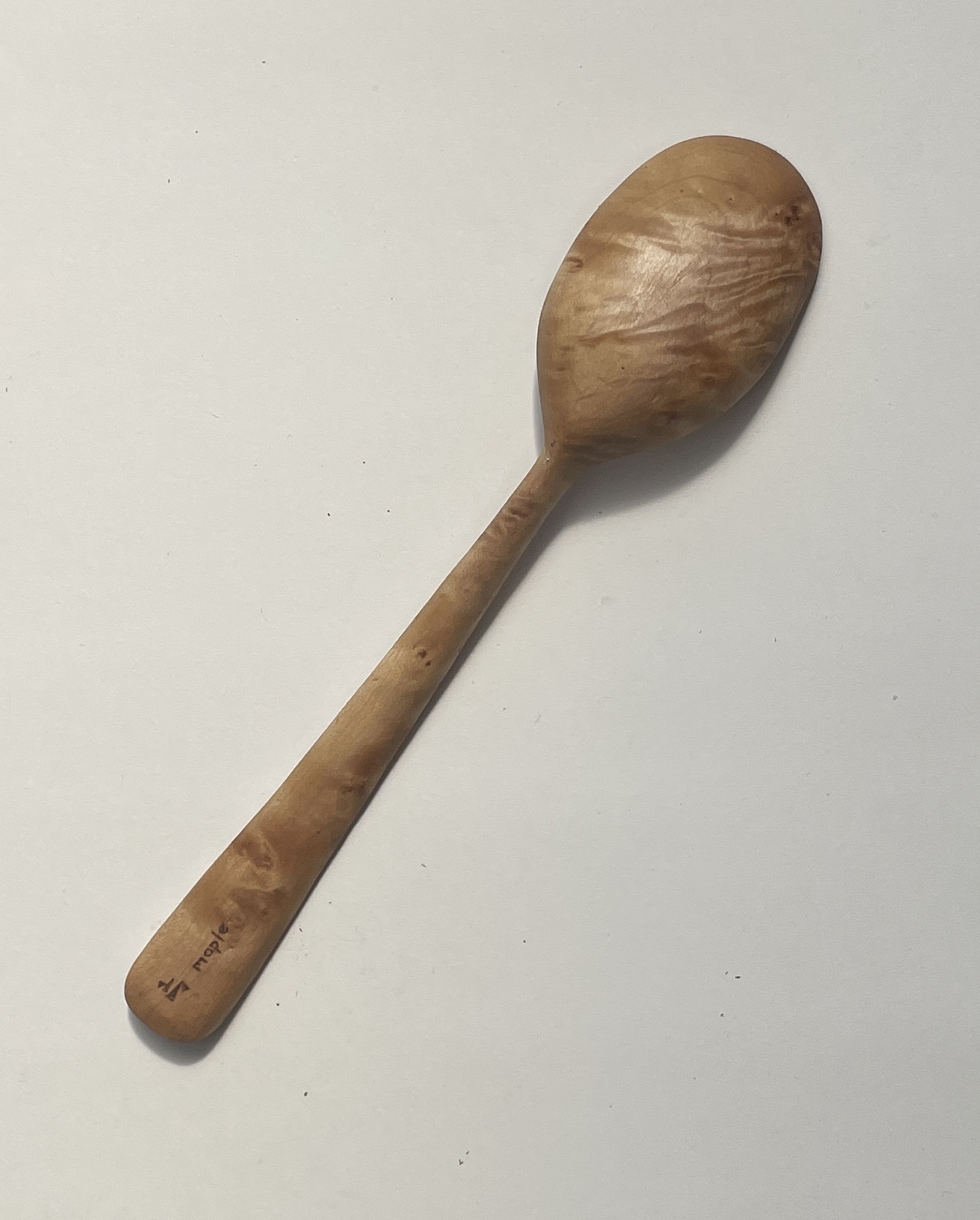 7½” hand carved eating spoon. Maple with tung oil finish. - Image 2