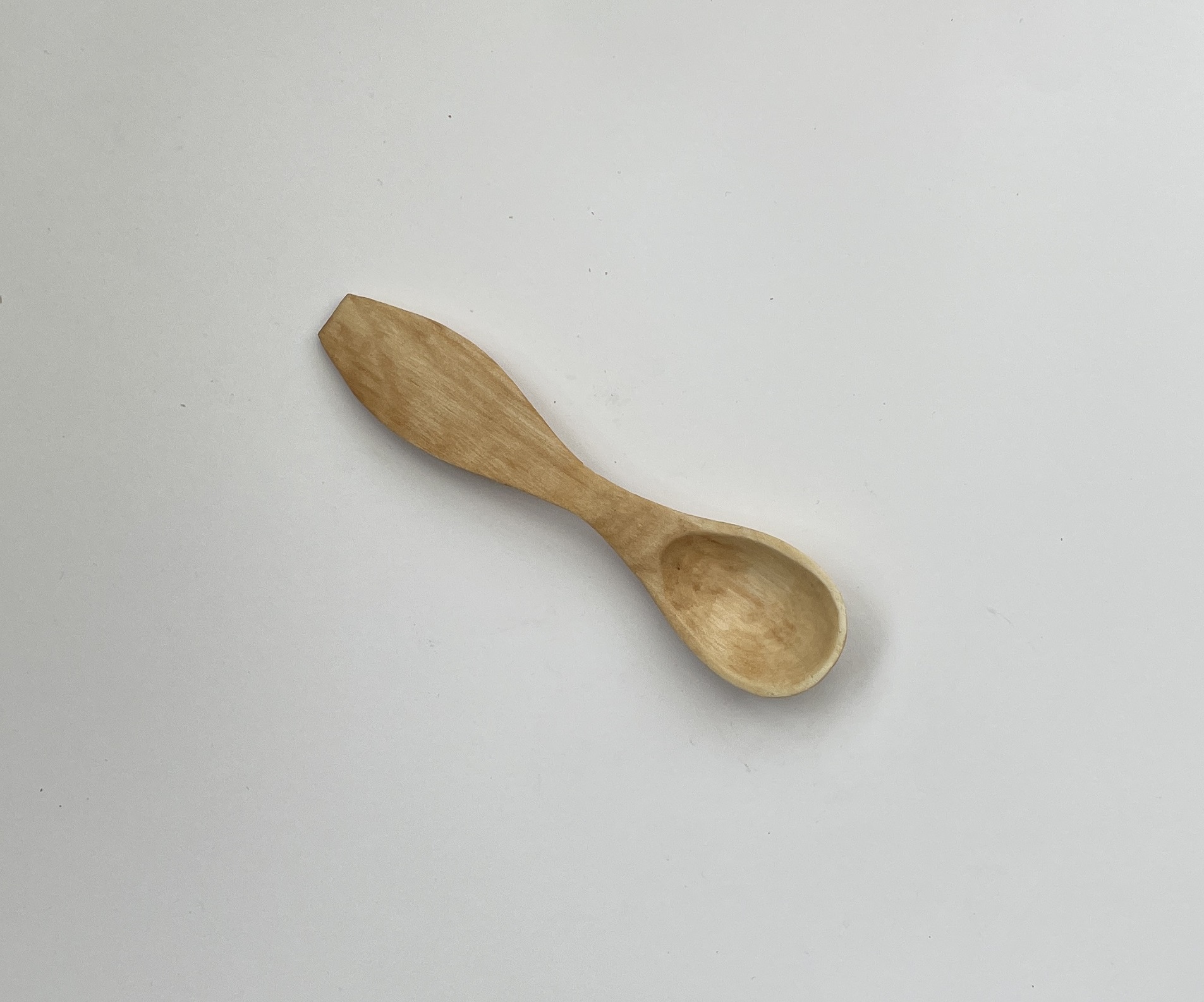 5” hand carved small spoon. Birch with tung oil finish.