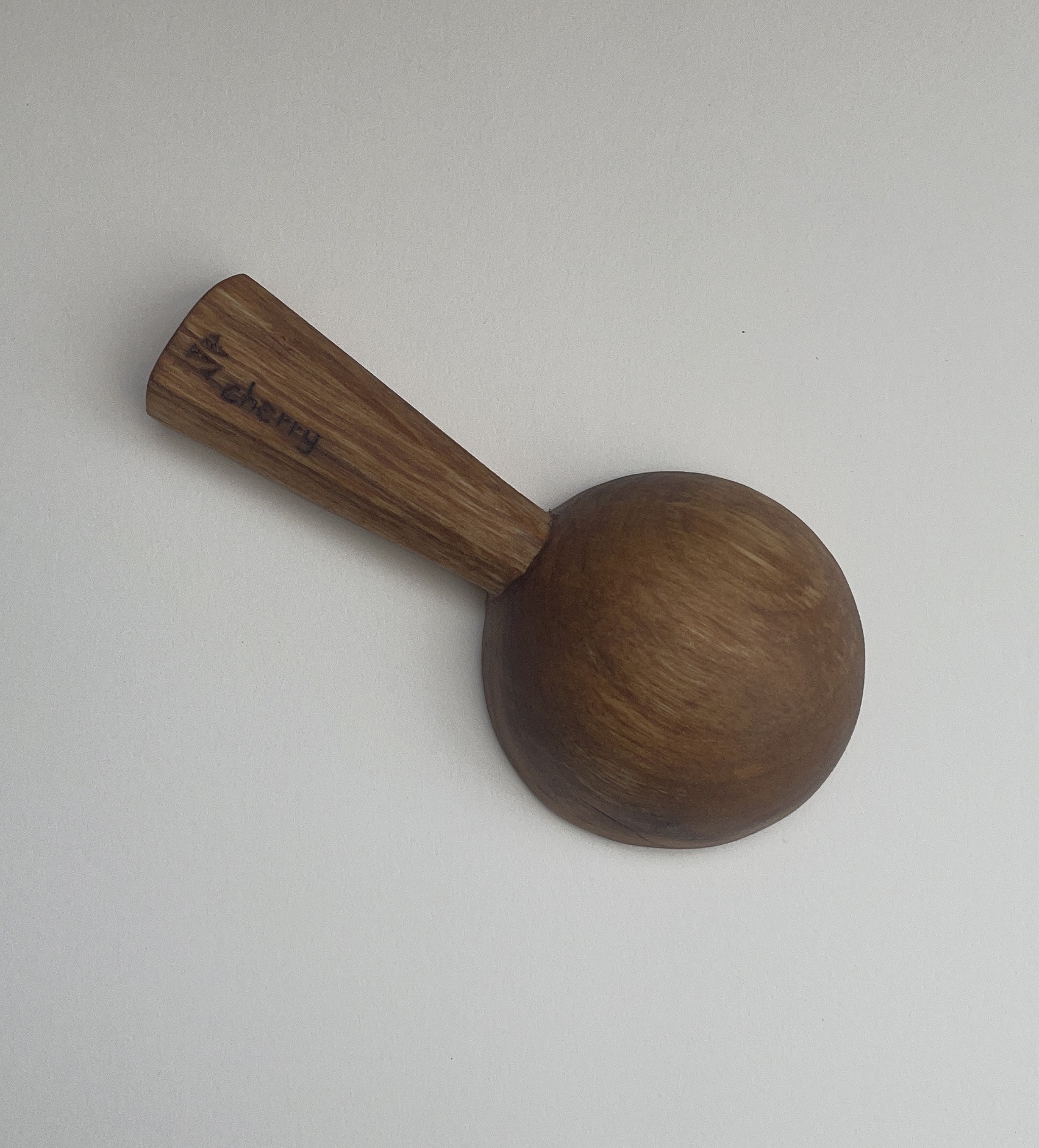 4” hand carved coffee scoop. Cherry. Tung oil finish - Image 2