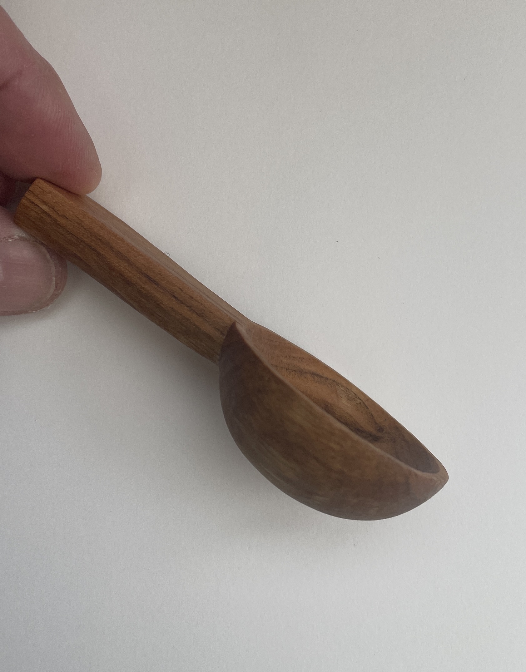4” hand carved coffee scoop. Cherry. Tung oil finish - Image 3