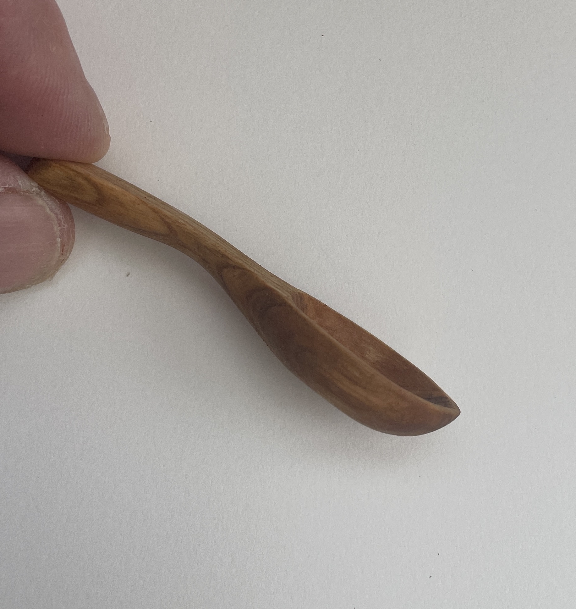4” hand carved salt spoon. Cherry. Tung oil finish - Image 3